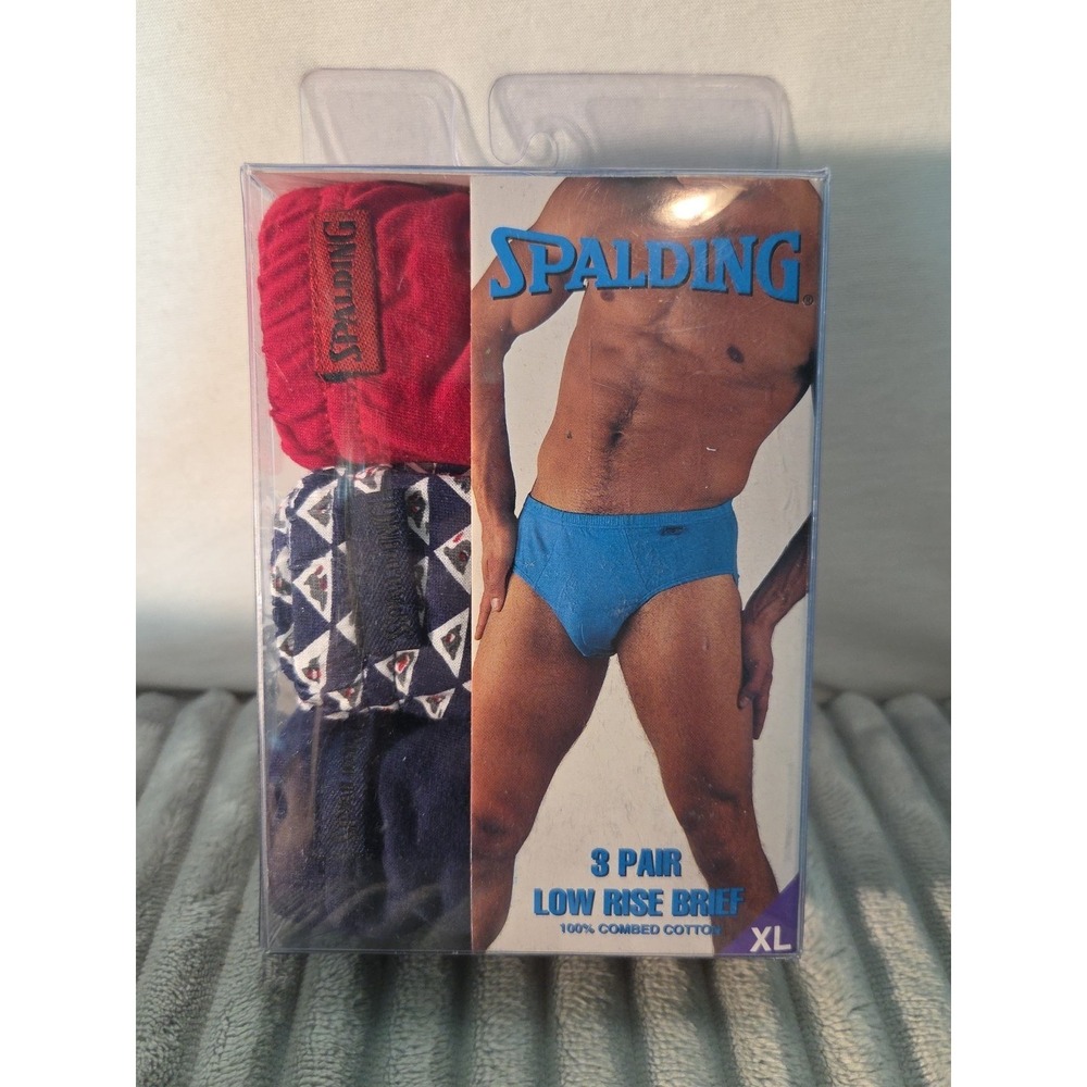 NOS Vtg Mens XL 40-42 Waist Spalding Low Rise Briefs W/ Support Pouch Colored